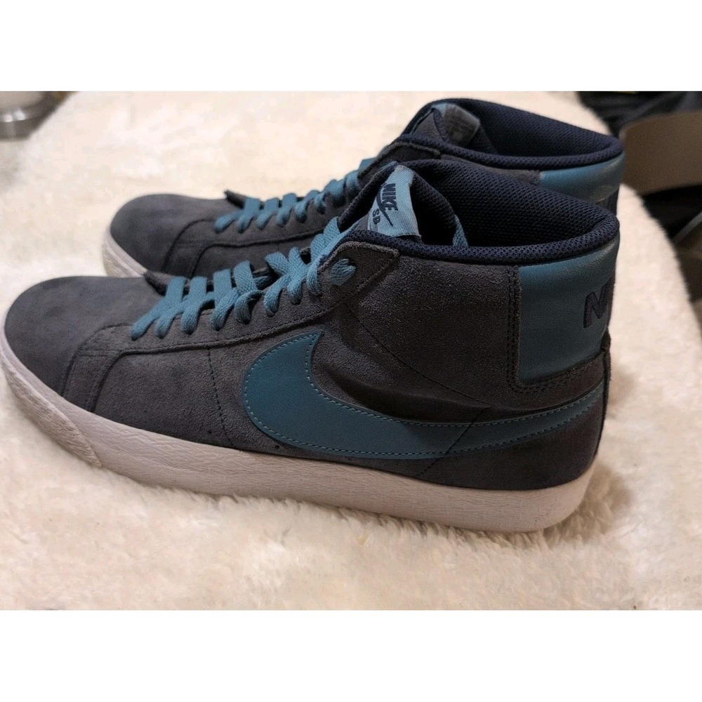 Nike SB Zoom Blazer Mid Midnight Navy Aqua Swoosh Sz 11 FD0731-400 GUC - Picture 3 of 6